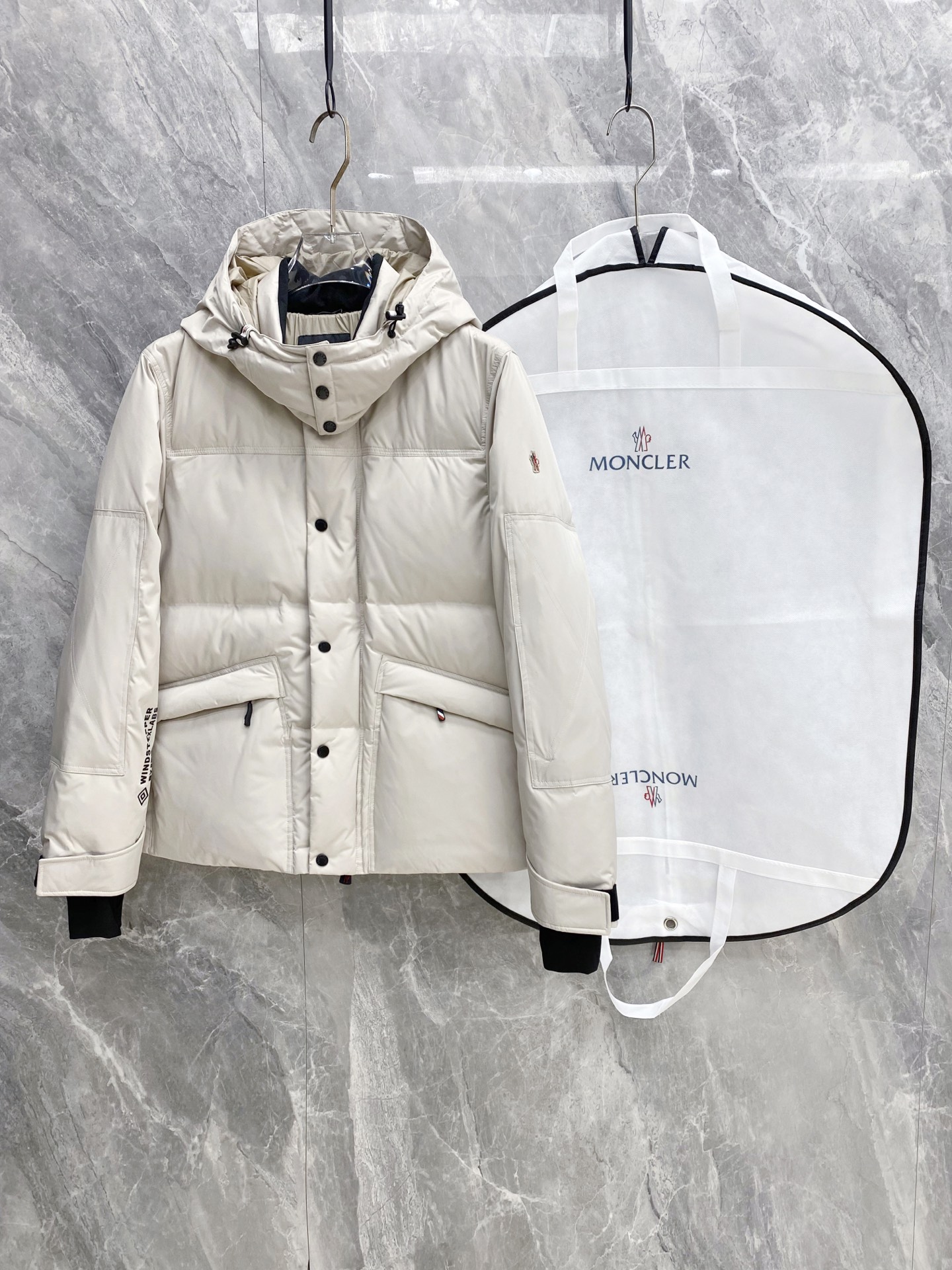Moncler White Quilted Hooded Jacket