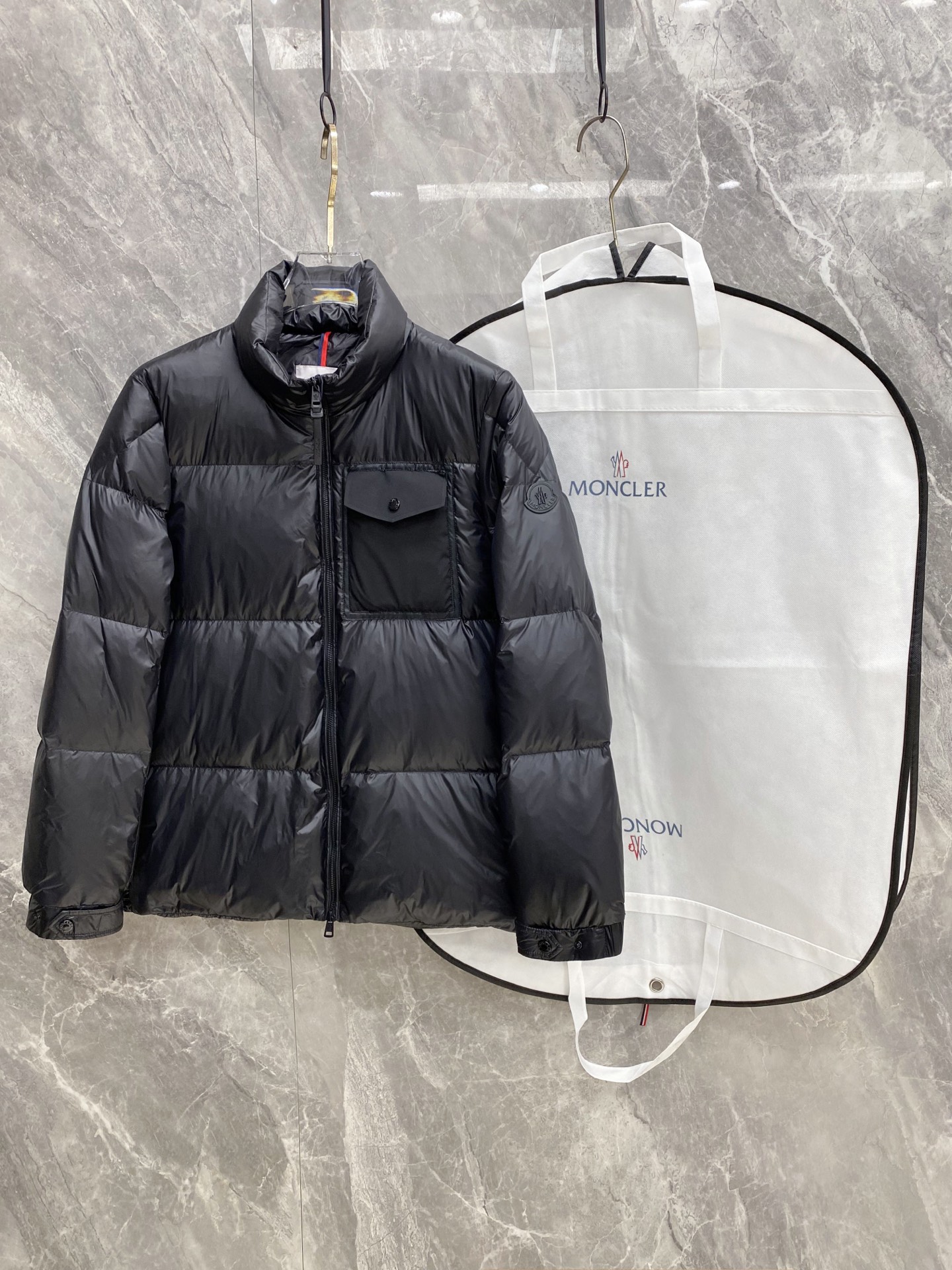 Moncler Black Chest Pocket Puffer Jacket
