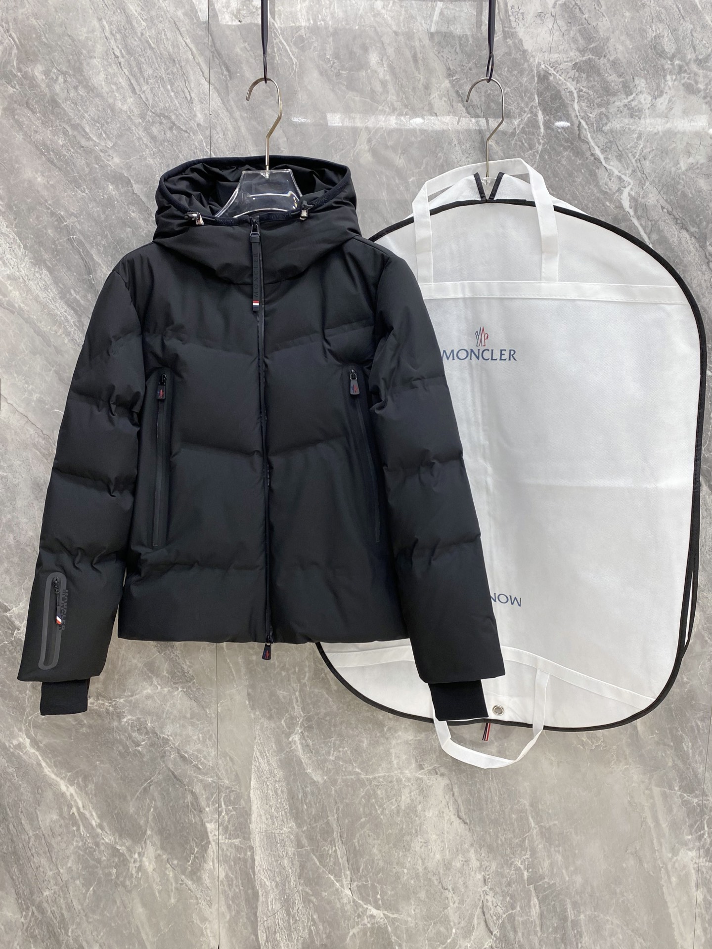 Moncler Black Hooded Puffer Jacket