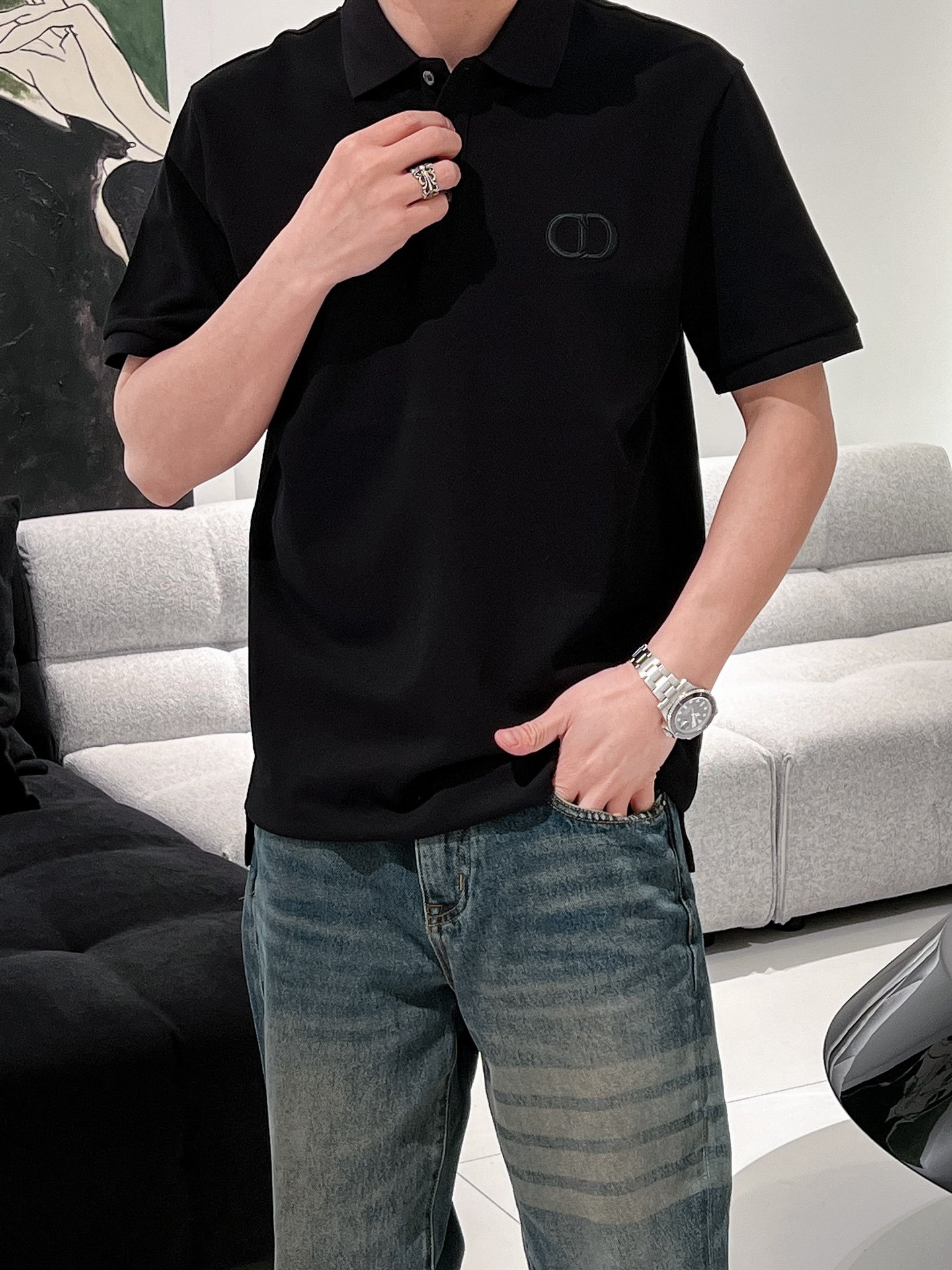 迪奥 CD 2025ss夏季新款字母标识刺绣logo男士翻领Polo衫！经典商务男款，高端男装的天花板级