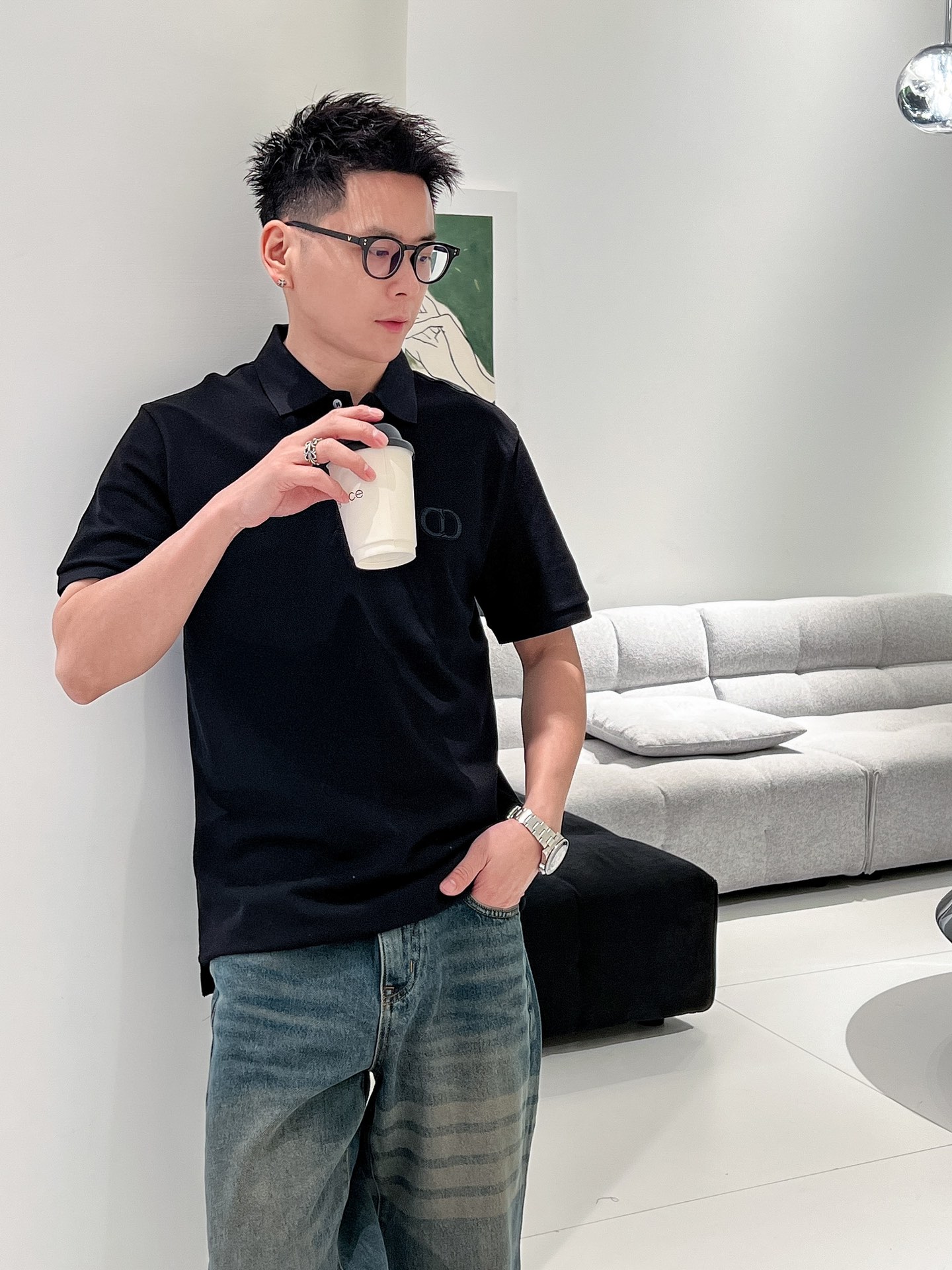 迪奥 CD 2025ss夏季新款字母标识刺绣logo男士翻领Polo衫！经典商务男款，高端男装的天花板级