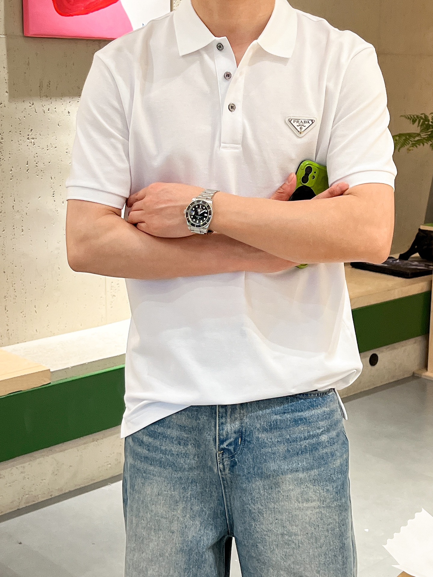 PRD🆕 25/ss春夏新款丝光珠地翻领Polo 胸前经典三角标标识 上身舒适轻柔 标准版型黑白两色码数