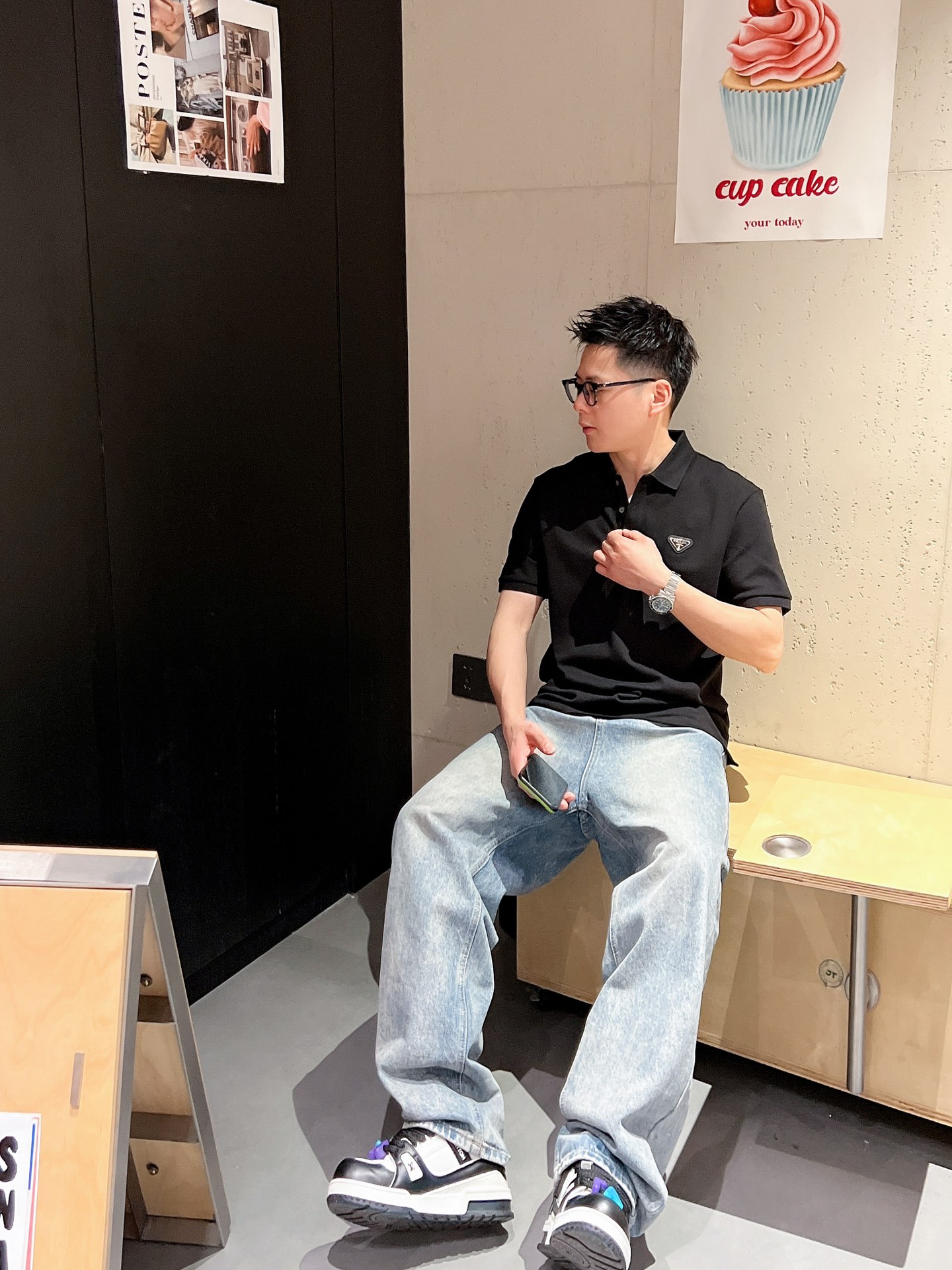 PRD🆕 25/ss春夏新款丝光珠地翻领Polo 胸前经典三角标标识 上身舒适轻柔 标准版型黑白两色码数