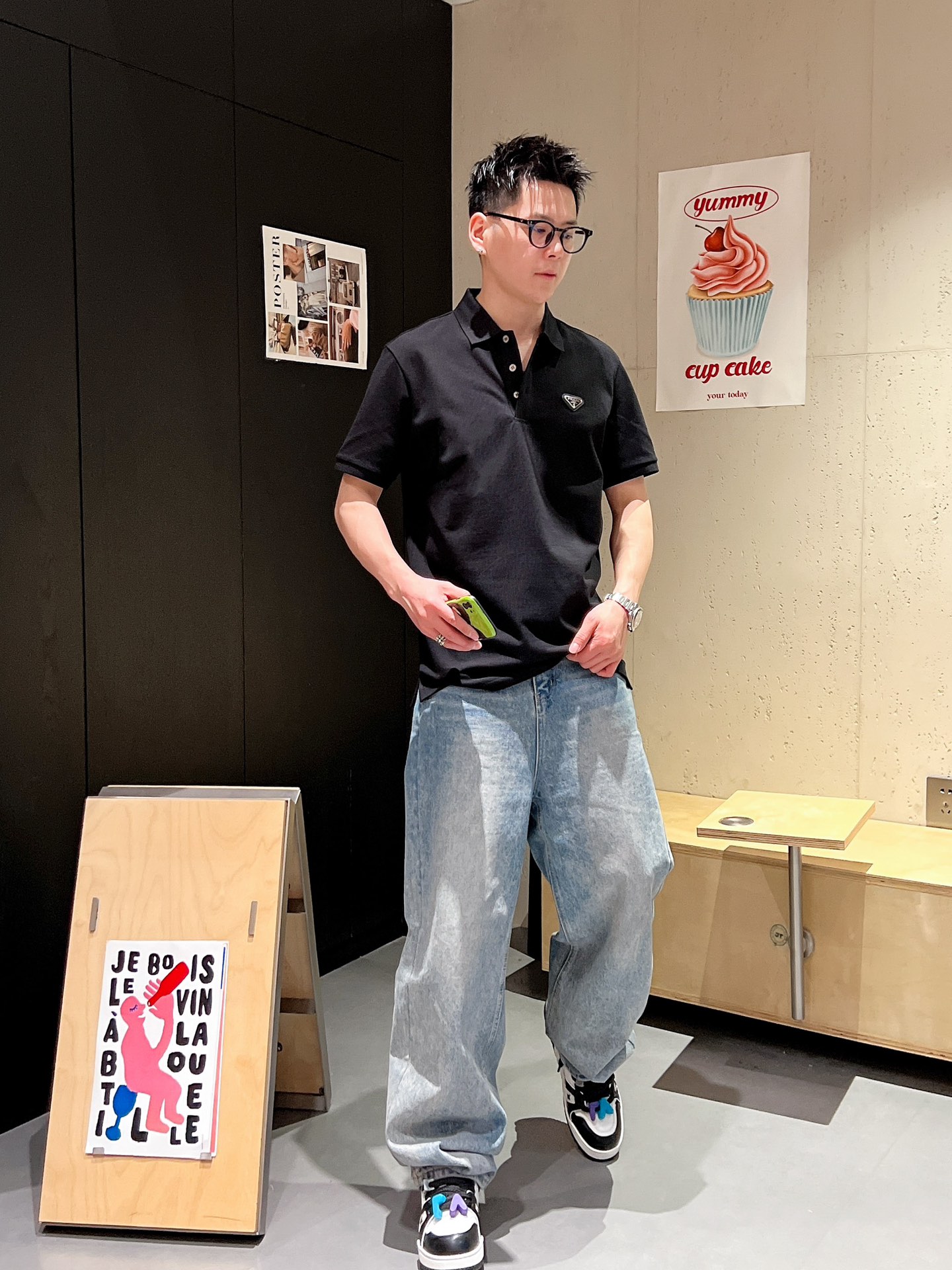 PRD🆕 25/ss春夏新款丝光珠地翻领Polo 胸前经典三角标标识 上身舒适轻柔 标准版型黑白两色码数