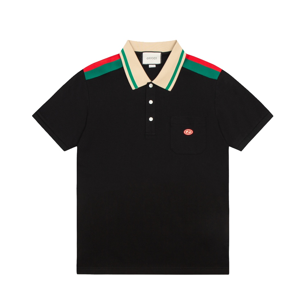 Gucci/Gucci nuevo polo de primavera/verano, clásico bordado de letras GG en el bolsillo delantero, cuello con contraste…