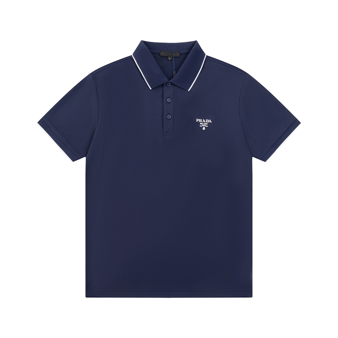 PRADA Cuello de patchwork de diferentes colores Polo con letras con logo triangular estampado en silicona Mejorado, ins…