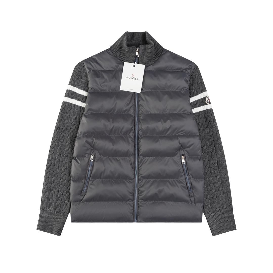 Moncler Knitted Wool Sweater with Unique Snail Design and Feathers in Grey - 图片 1