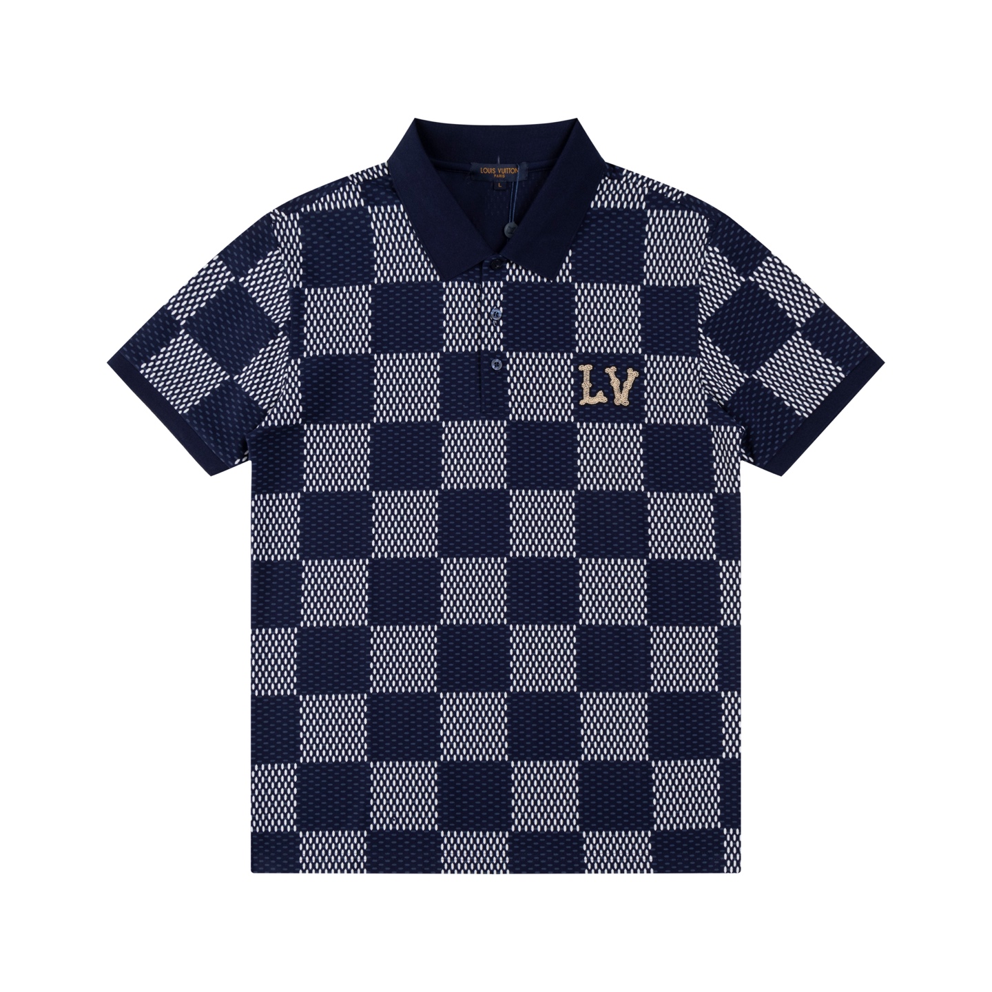 P105 Louis Vuitton/Louis Vuitton El logotipo grande en forma de tablero de ajedrez con letras Pearl está exquisitamente…