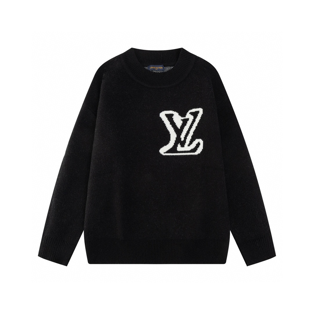 P115 Jersey de cuello redondo Louis Vuitton/Louis Vuitton con jacquard con logo grande en la parte delantera y trasera,…