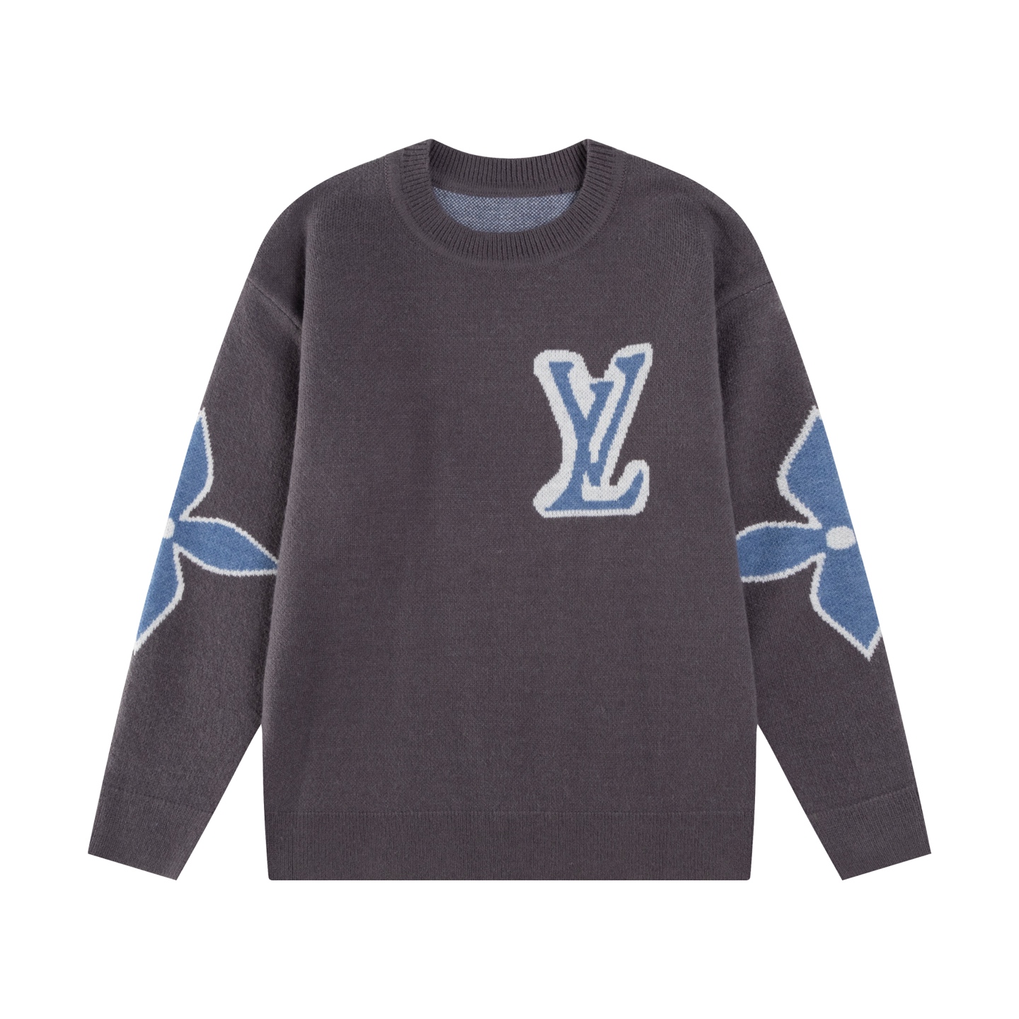 P120 Jersey de cuello redondo Louis Vuitton/Louis Vuitton con gran logo jacquard en la parte delantera y trasera, todo …