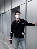 Chrome Hearts Luxury
 Clothing Sweatshirts Black White Embroidery Cotton Fall/Winter Collection Fashion