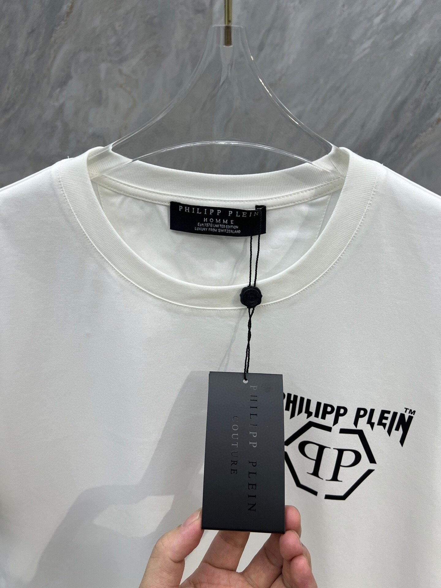 PhiliPPPlein男士字母logo印花短袖T恤正面饰有品牌经典标志logo设计优选特定原版80支3