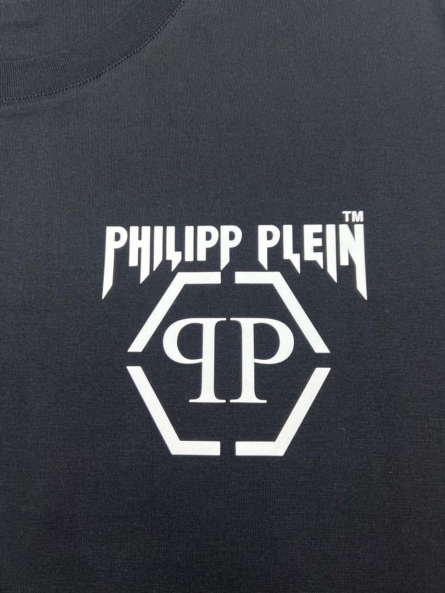 PhiliPPPlein男士字母logo印花短袖T恤正面饰有品牌经典标志logo设计优选特定原版80支3