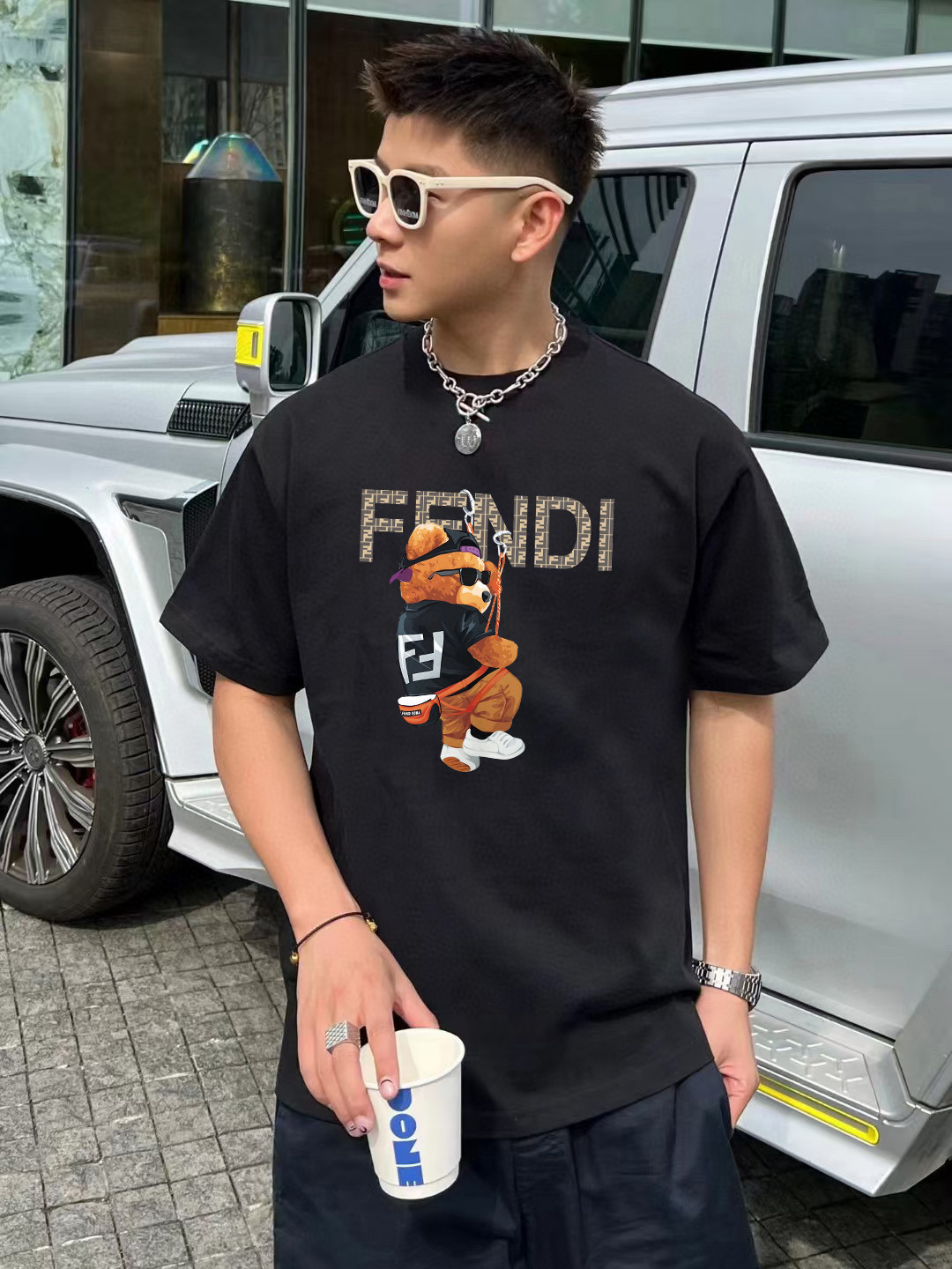 
FENDI*芬迪  高品质FD 2025ss春夏新款大熊字母logo圆领短袖T恤衫
采用定制280克双