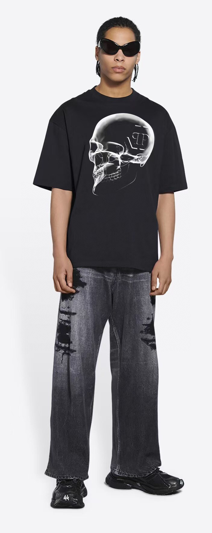 NO:123306,PHILIPP PLEIN 25 Spring and Summer New Skull Print Logo Short Sleeve T-shirt, Customized 80 3-strand pure cotton fabric; Black and White M-XXXL, T-shirt,tees, t-shirt,alexander wang19860909PHILIPP PLEIN 25春夏新品骷髅头印花标识短袖T恤,定制80支3股纯棉面料；黑色 白色 M-XXXL,,T-shirt,tees，t-shirt,alexander wang,Men's clothing