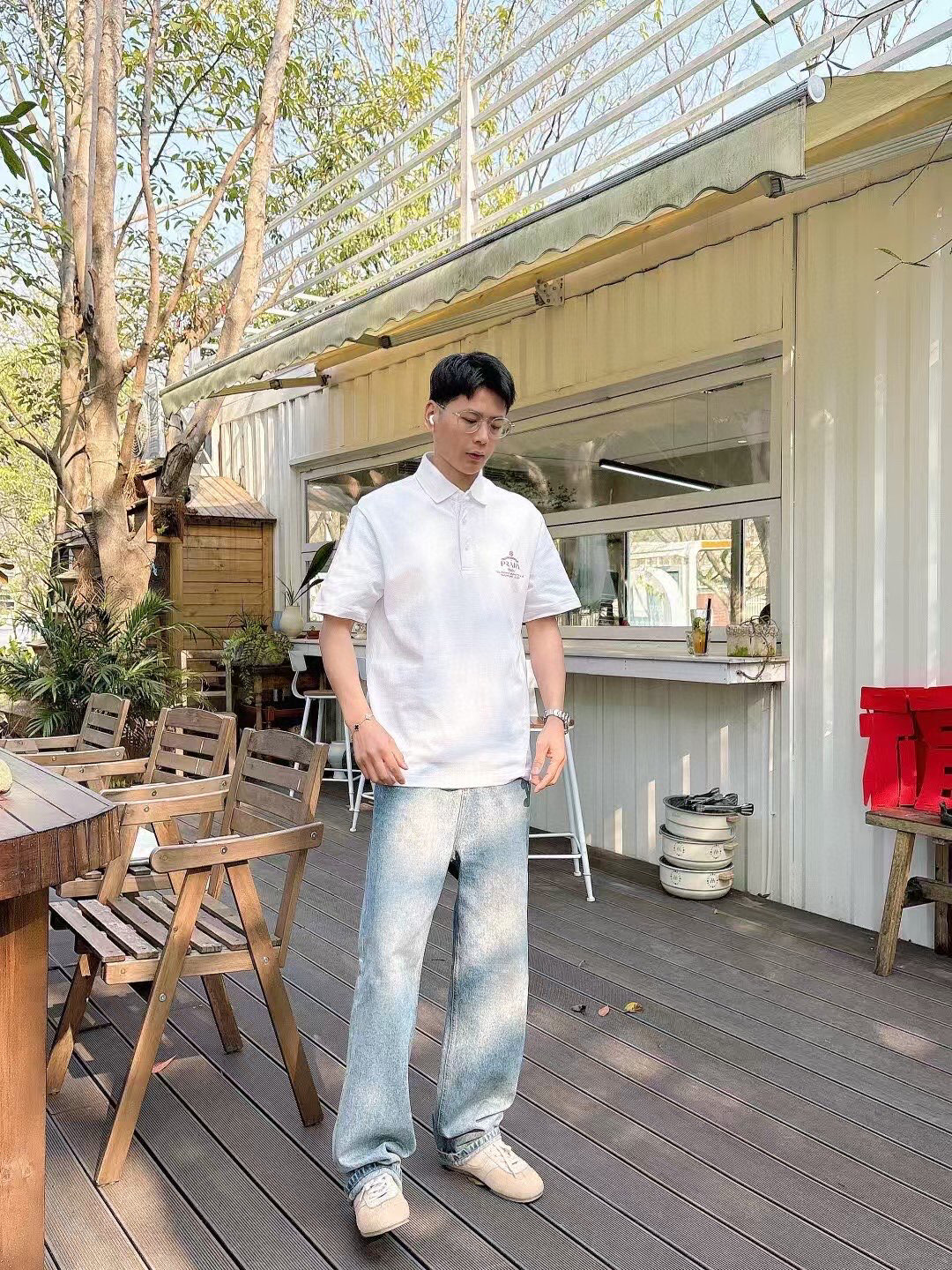 
普拉达Polo系列
季度：2025春夏
颜色：黑色 白色 卡其色 藏青色
尺码   m-4xL
版型：