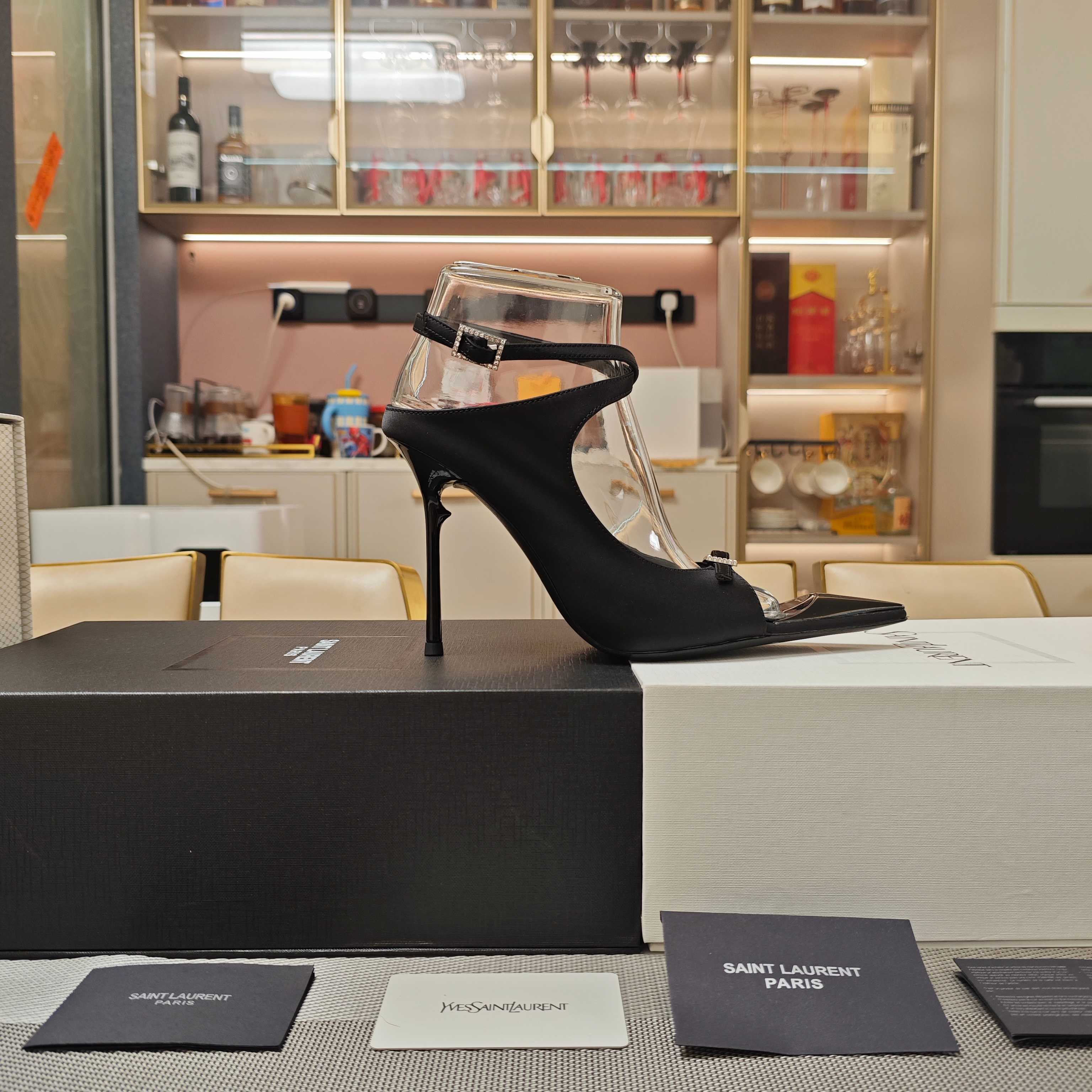 YSL T-Strap Crystal Heels