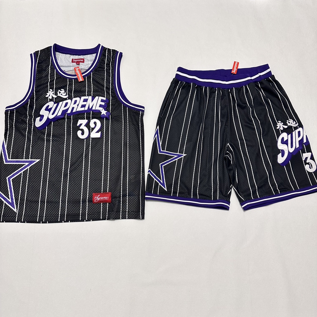 Supreme SS24 WEEK18 Star Basketball Jersey Sets Mesh Shorts - Black White 5 i1729827729 1987 0