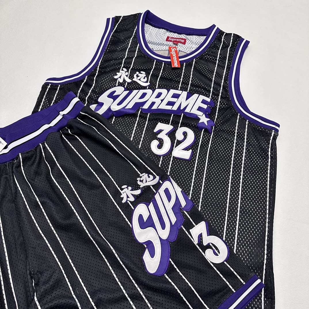 Supreme SS24 WEEK18 Star Basketball Jersey Sets Mesh Shorts - Black White 7 i1729827729 7350 2