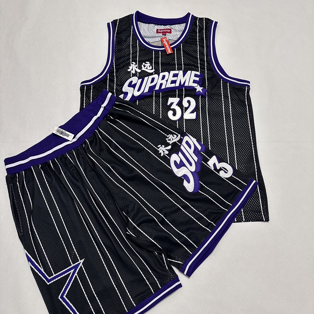 Supreme SS24 WEEK18 Star Basketball Jersey Sets Mesh Shorts - Black White 6 i1729827729 9106 1
