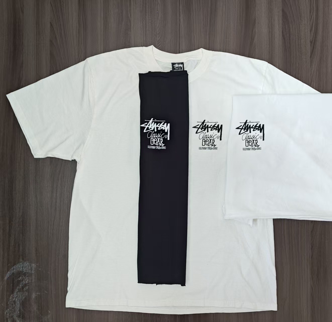 Stussy 25SS Classic Gear Tee - Retro Logo Cotton Blend Crew Neck T-Shirt