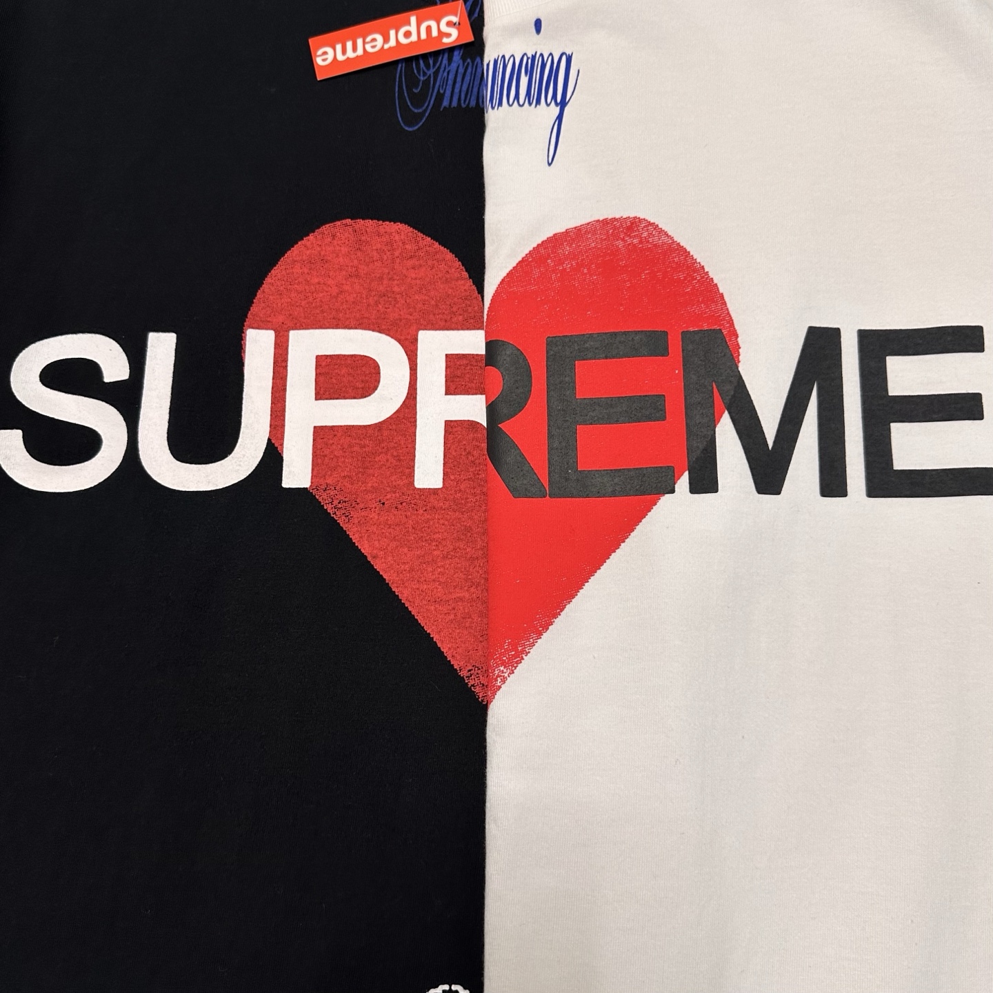 Supreme SS25 Announcing Tee - Heart Logo Short Sleeve T-Shirt - Black & White 6 i1742534504434 2471 0 3