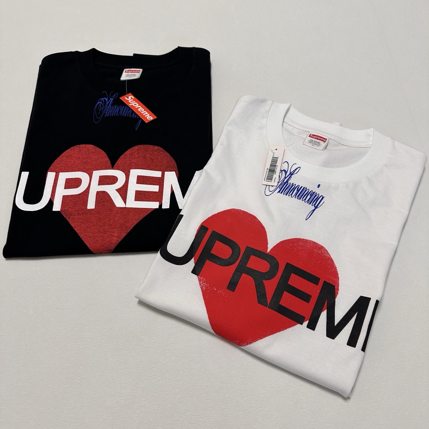 Supreme SS25 Announcing Tee - Heart Logo Short Sleeve T-Shirt - Black & White 4 i1742534505972 2522 0 0