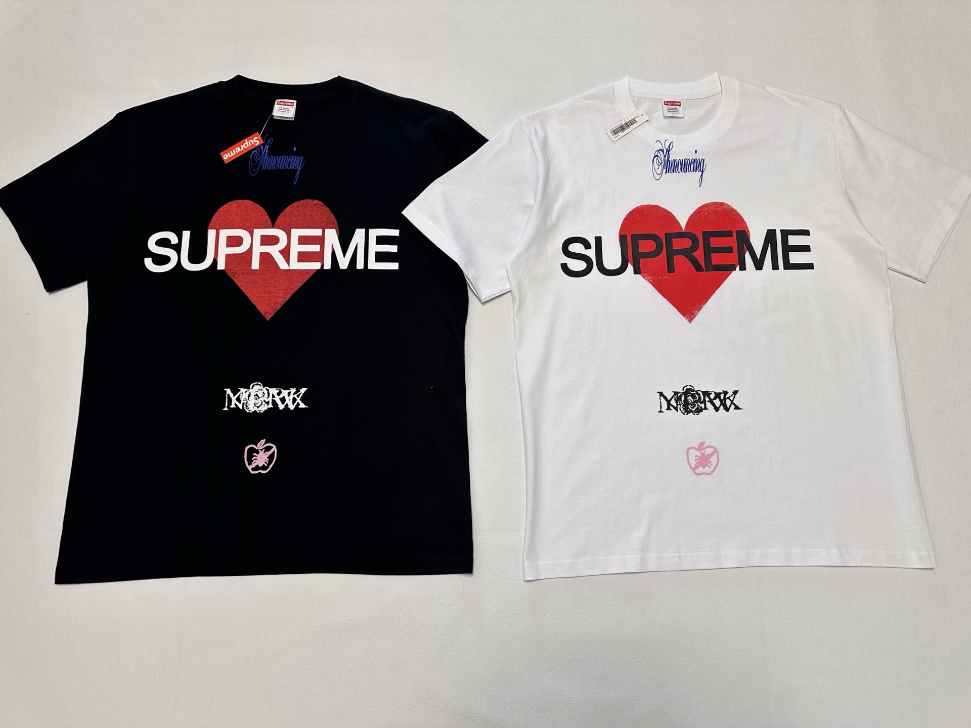 Supreme SS25 Announcing Tee - Heart Logo Short Sleeve T-Shirt - Black & White 1 i1742534506061 1742 0 7