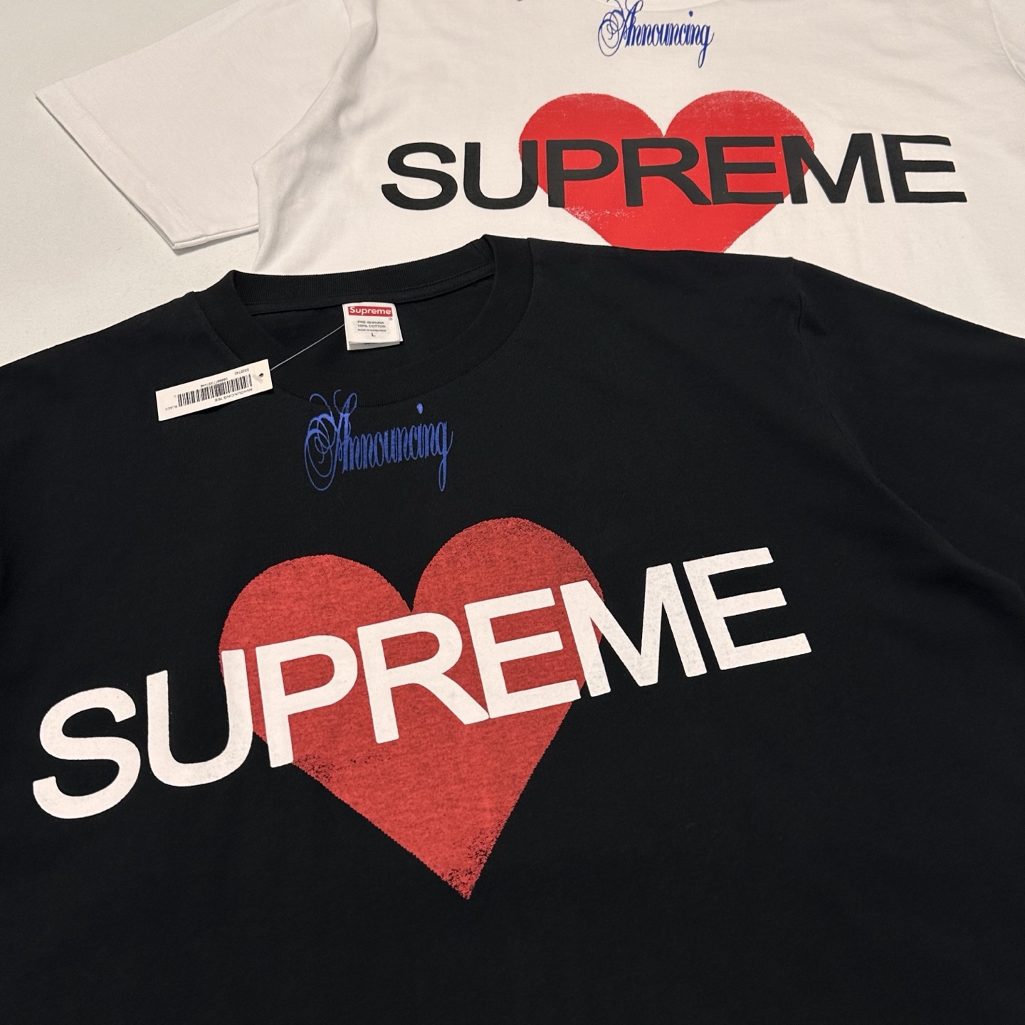 Supreme SS25 Announcing Tee - Heart Logo Short Sleeve T-Shirt - Black & White 5 i1742534506065 1244 0 2