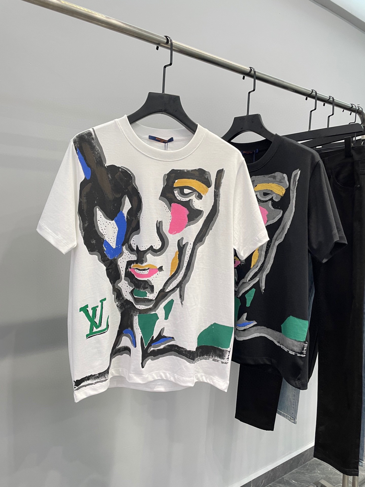 AAA+
 Louis Vuitton Clothing T-Shirt Black Doodle White Printing Unisex Combed Cotton Summer Collection Fashion Short Sleeve