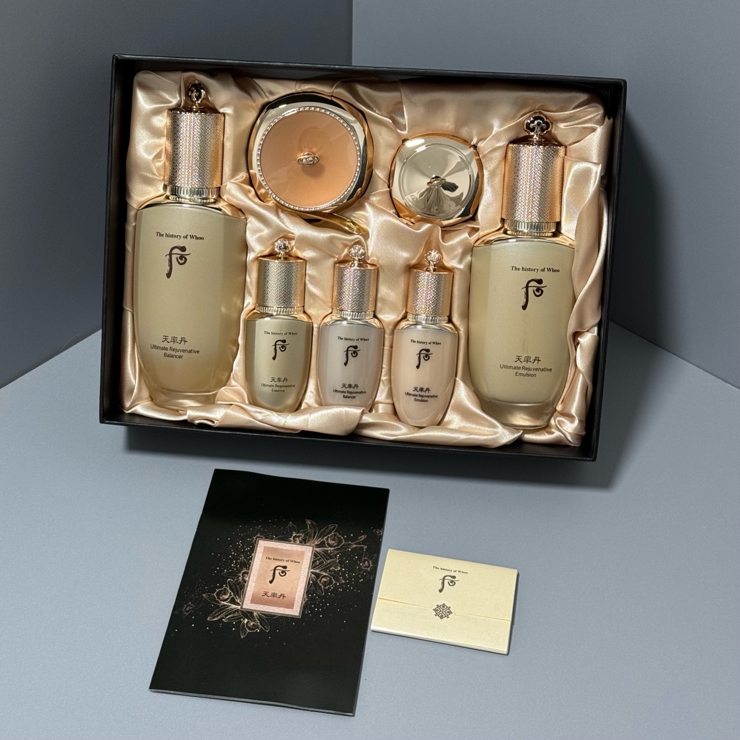 220包 ✍23版Whoo后天率丹7件套🔜实拍📸现货❗️配礼品袋❗️2023版Whoo后新款天率丹套盒，比天气丹还高端，效果主打抗衰老，全面修护，滋润皮肤～送人超有面～