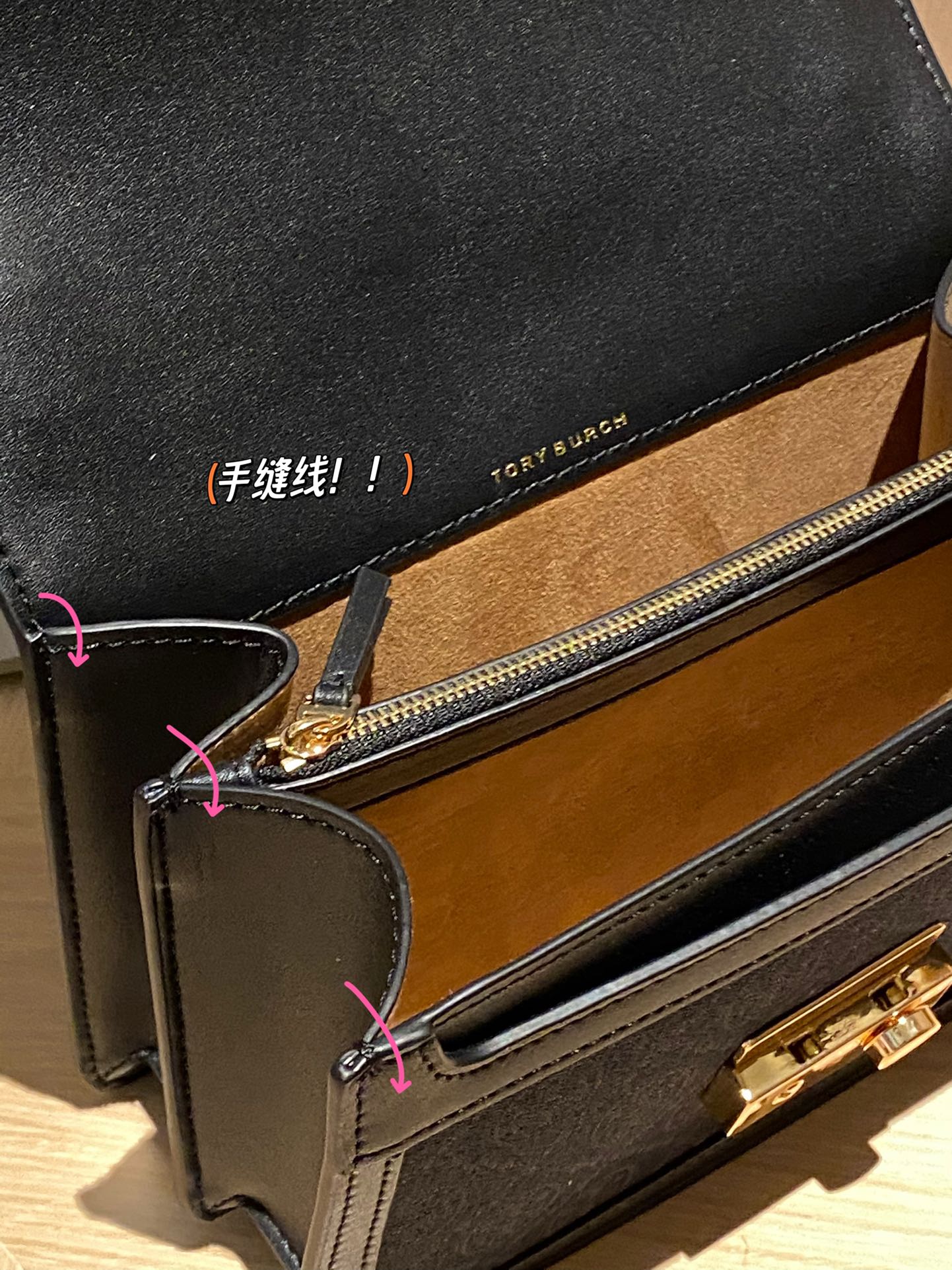 The bag features a full leather interior crafted from two distinct - Comprehensive 2