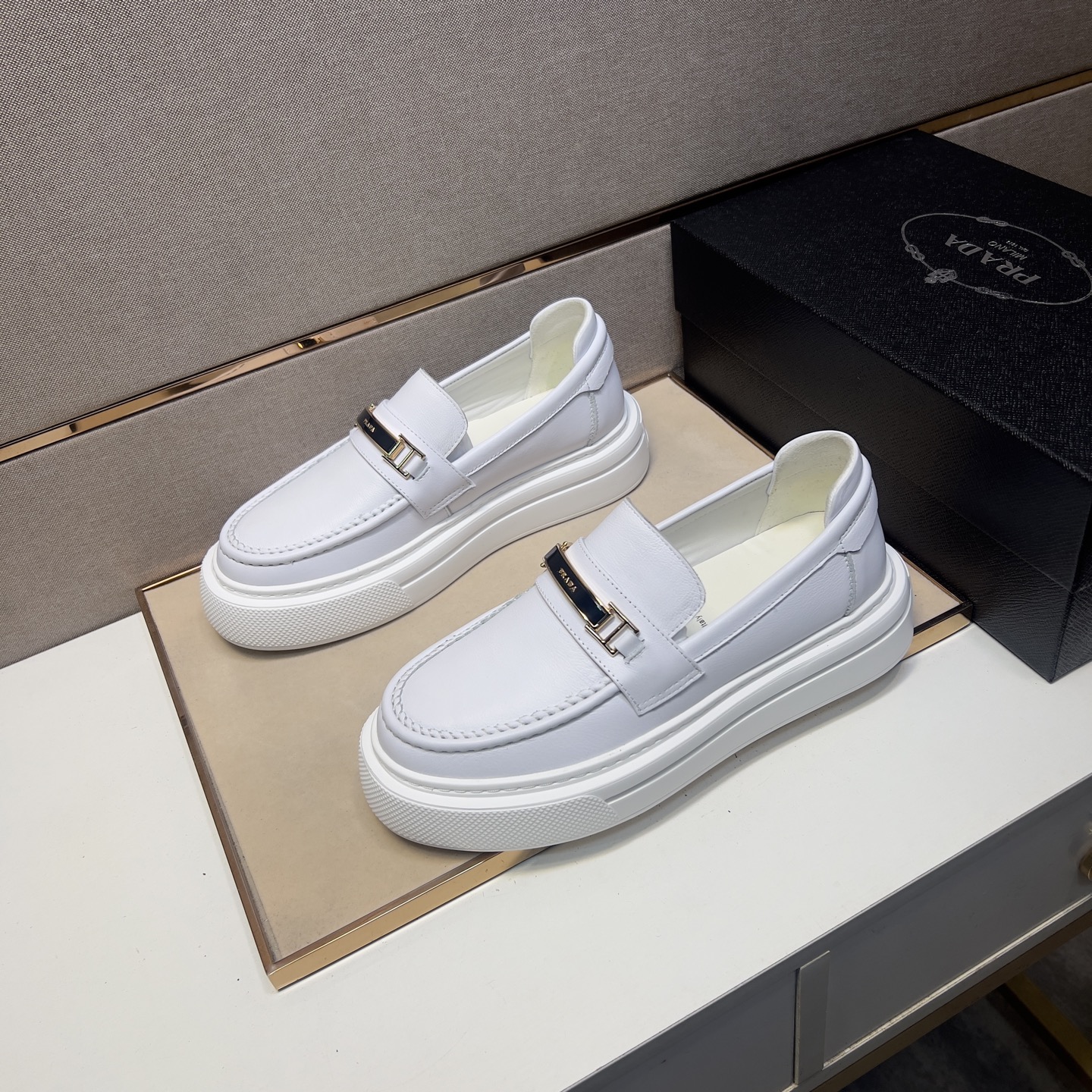 Prada Men's Leather Loafers White Casual Shoes 3 i1742575937887 4575 0 1