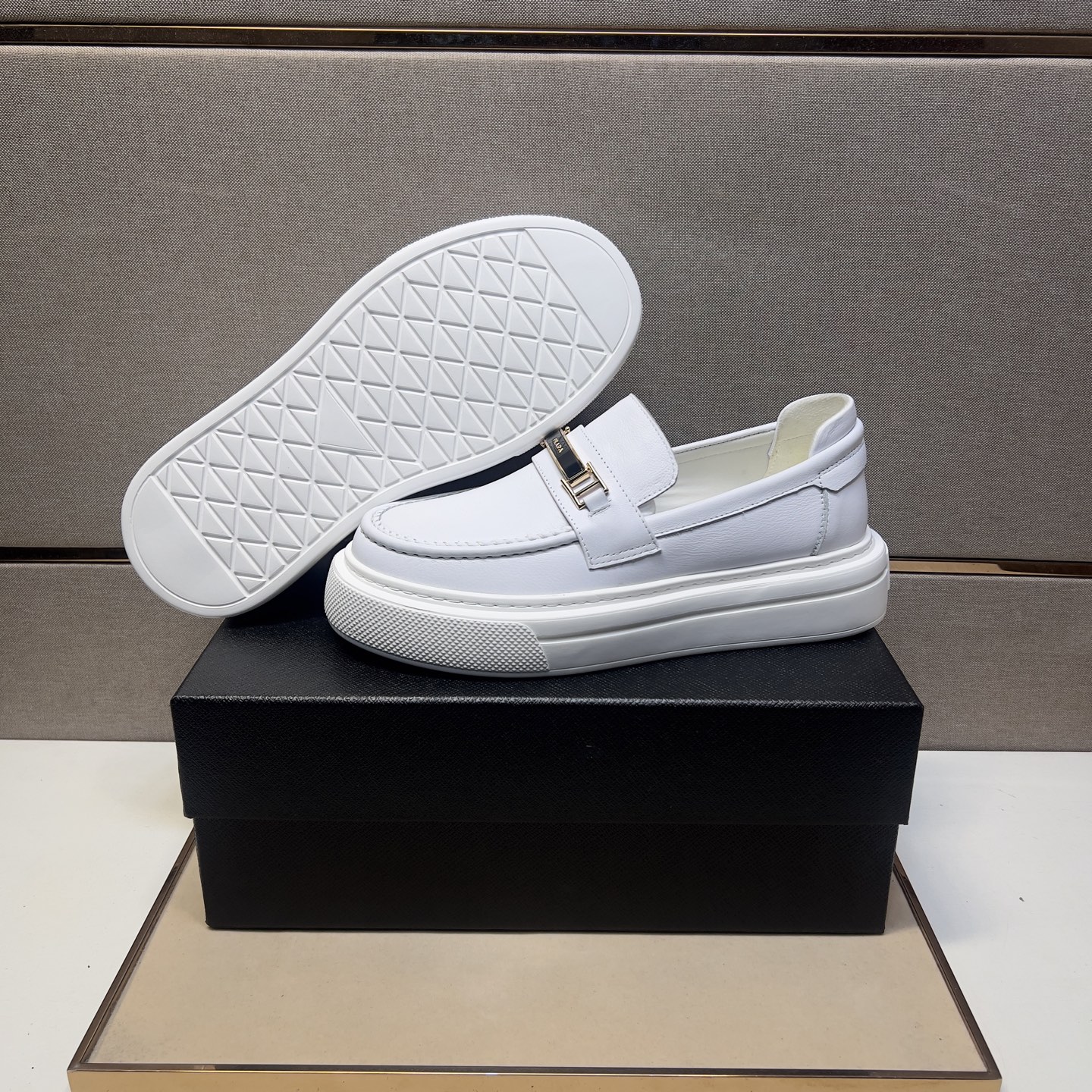 Prada Men's Leather Loafers White Casual Shoes 9 i1742575937985 6719 0 7