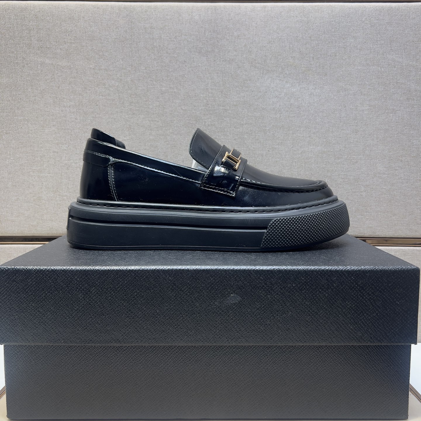Prada Men's Black Leather Loafers with Gold-Tone Hardware, Size 38-44 4 i1742575950254 1613 0 2