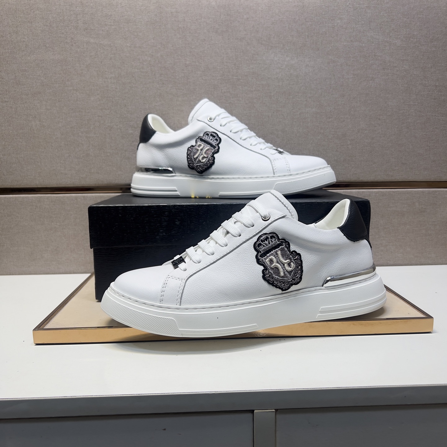 Billionaire White Leather Lace-Up Sneakers for Men, Sizes 39-44 6 i1742660945372 1776 0 4