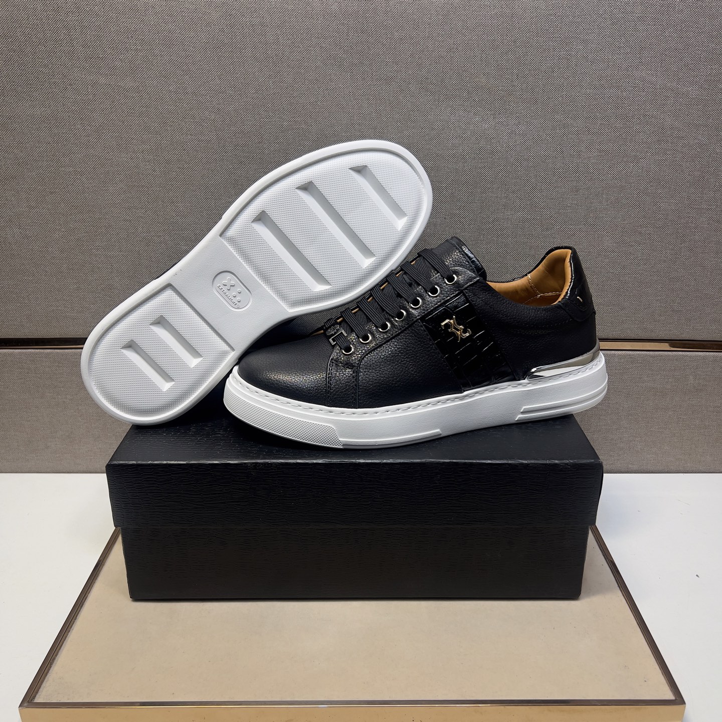 Billionaire Leather Sneakers for Men, Black Leather Upper, Sizes 39-44 9 i1742661036674 2913 0 7