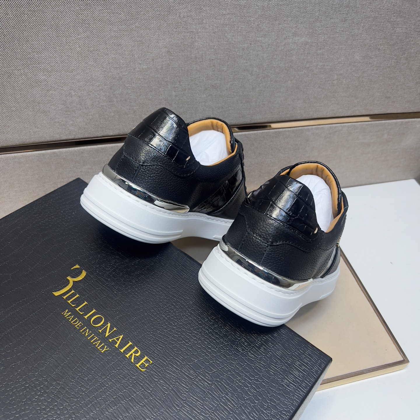 Billionaire Leather Sneakers for Men, Black Leather Upper, Sizes 39-44 10 i1742661037881 7674 0 8