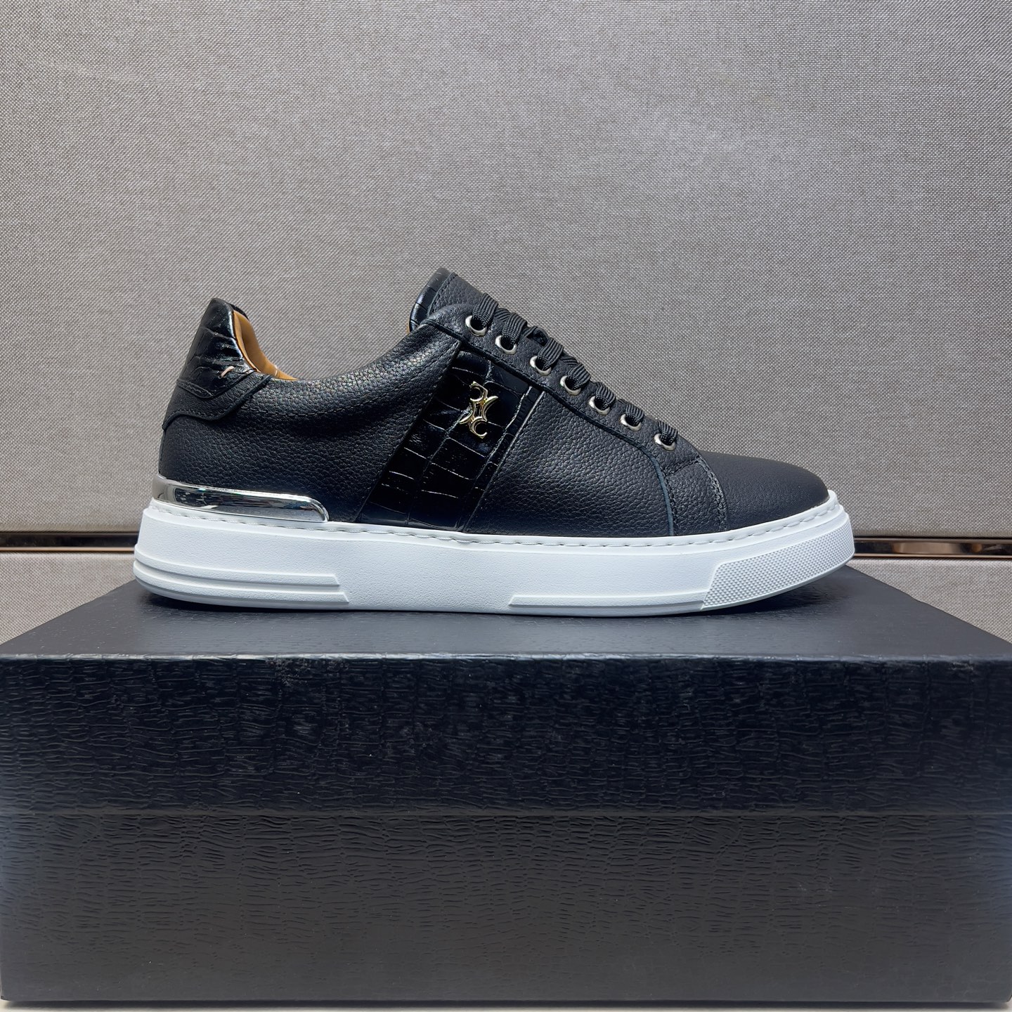 Billionaire Leather Sneakers for Men, Black Leather Upper, Sizes 39-44 4 i1742661037894 8505 0 2