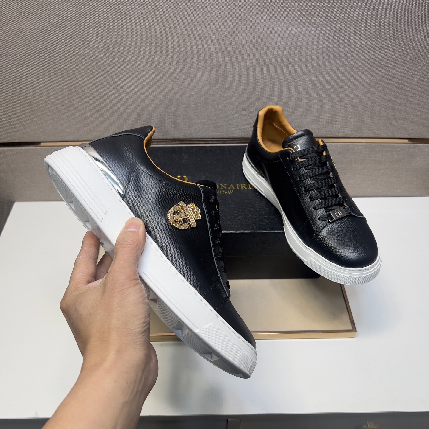 Billionaire Leather Sneakers for Men, Lace-Up Style in Black, Sizes 39-44 8 i1742661121149 2228 0 6