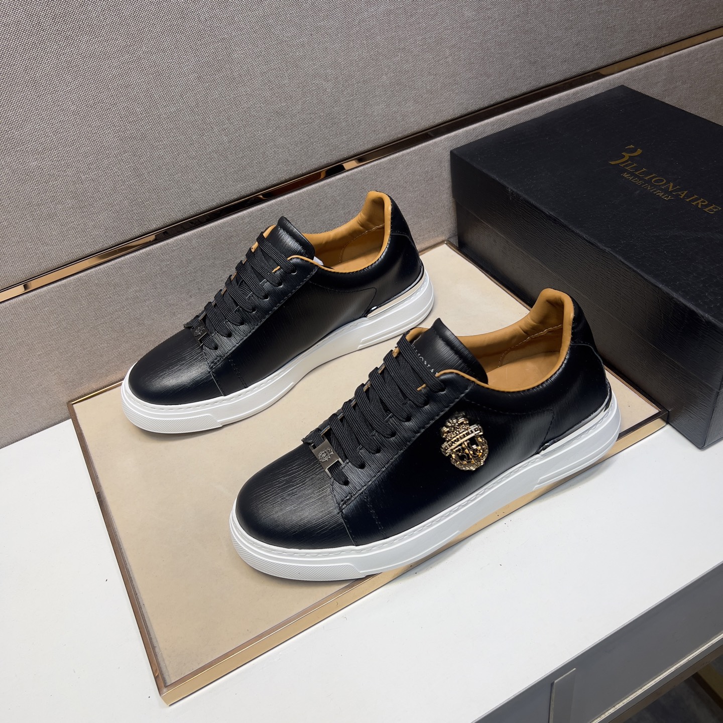 Billionaire Leather Sneakers for Men, Lace-Up Style in Black, Sizes 39-44 3 i1742661121891 5205 0 1