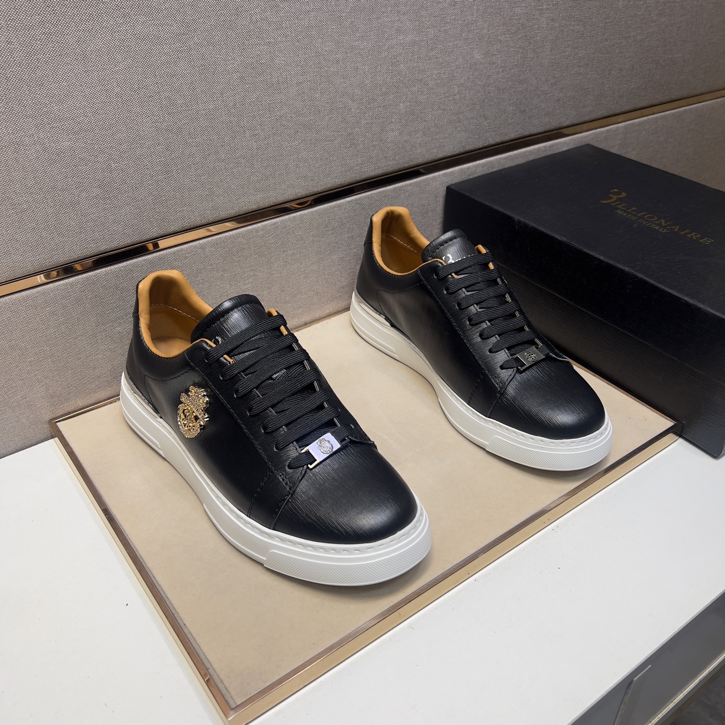 Billionaire Leather Sneakers for Men, Lace-Up Style in Black, Sizes 39-44 2 i1742661121967 384 0 0