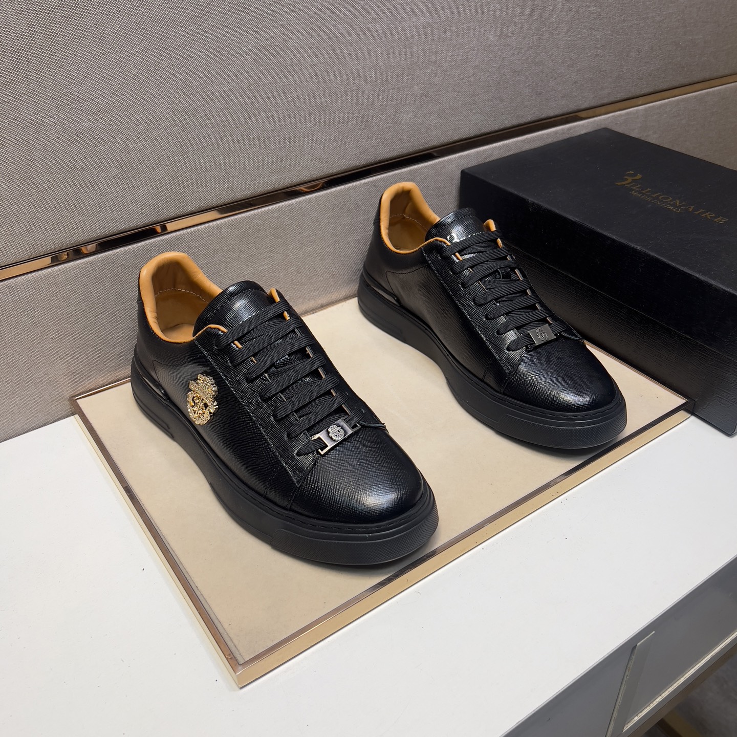 Billionaire Leather Lace-Up Sneakers, Comfortable & Breathable, Sizes 39-44 1 Billionaire Leather Lace-Up Sneakers, Comfortable & Breathable, Sizes 39-44