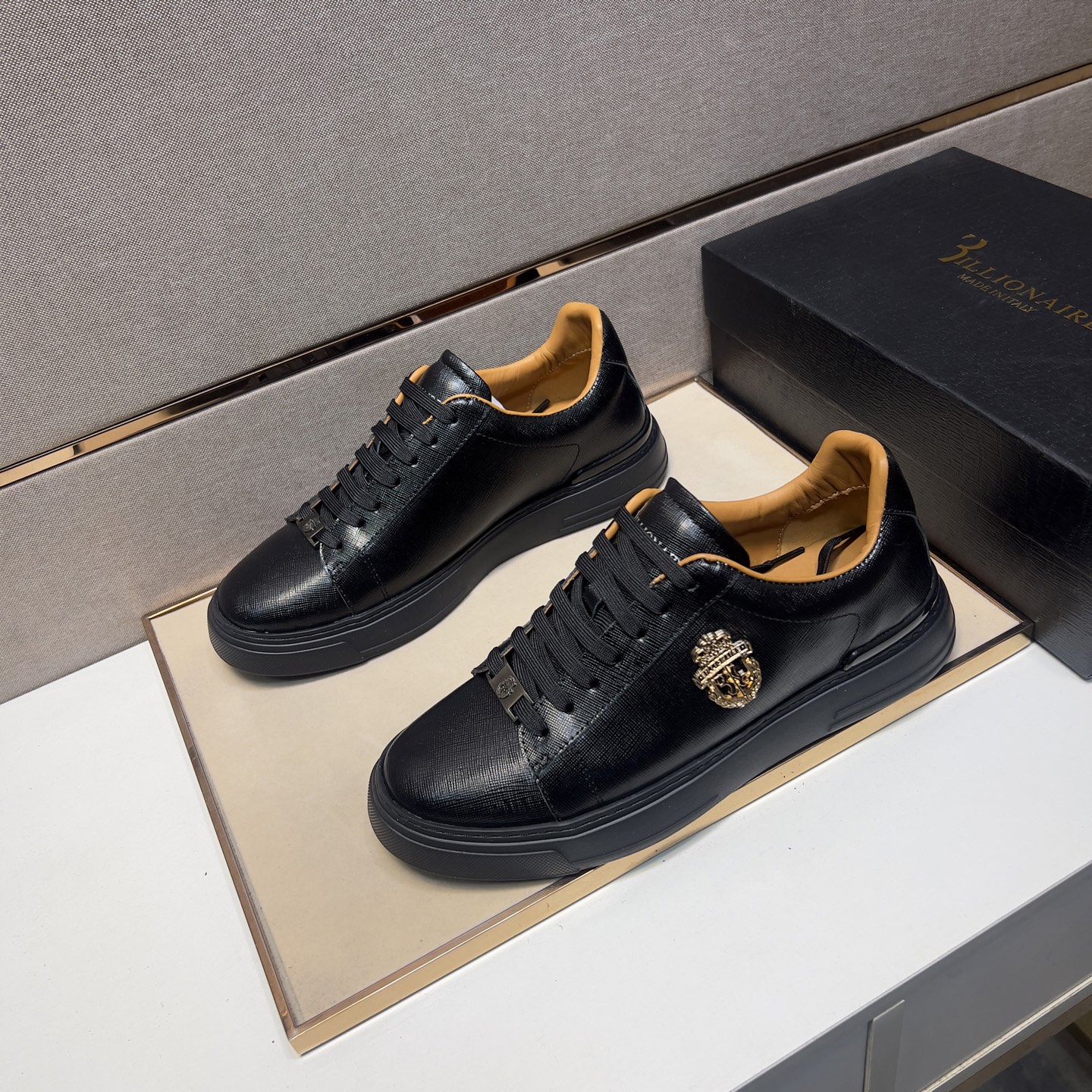 Billionaire Leather Lace-Up Sneakers, Comfortable & Breathable, Sizes 39-44 3 i1742661136260 36 0 1