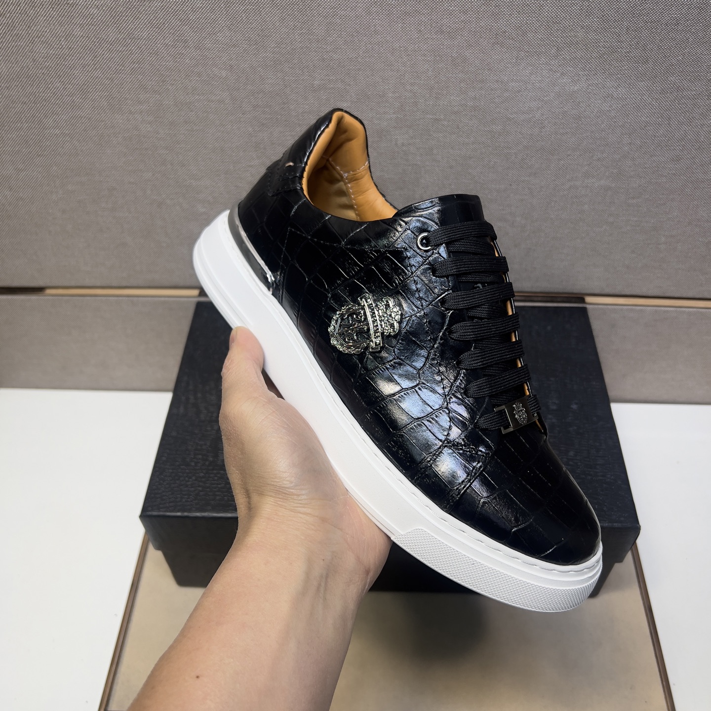 Billionaire Men's Leather Crocodile-Embossed Casual Sneakers, Sizes 39-44 7 i1742661163947 1944 0 5