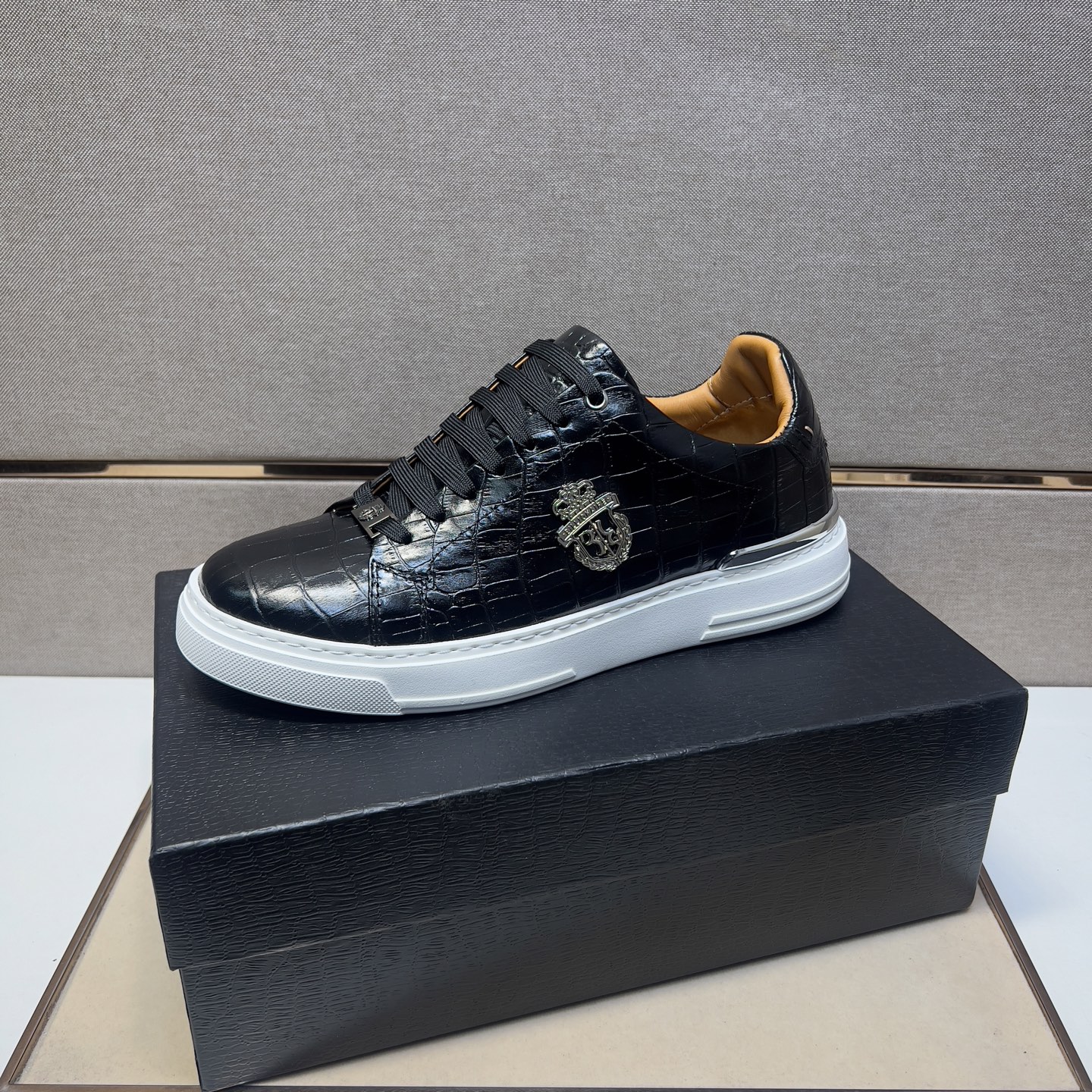Billionaire Men's Leather Crocodile-Embossed Casual Sneakers, Sizes 39-44 5 i1742661163956 5681 0 3