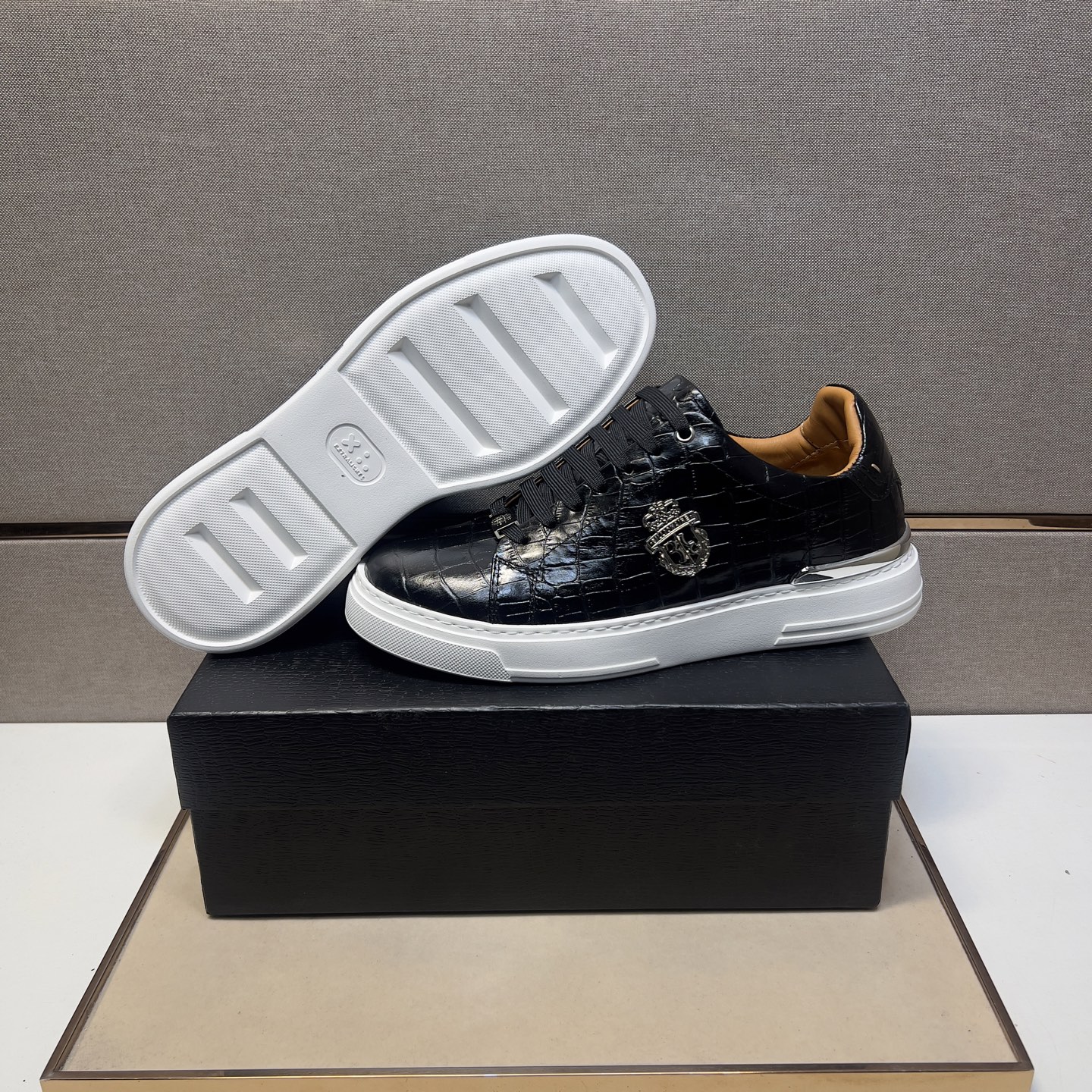 Billionaire Men's Leather Crocodile-Embossed Casual Sneakers, Sizes 39-44 9 i1742661164765 4743 0 7