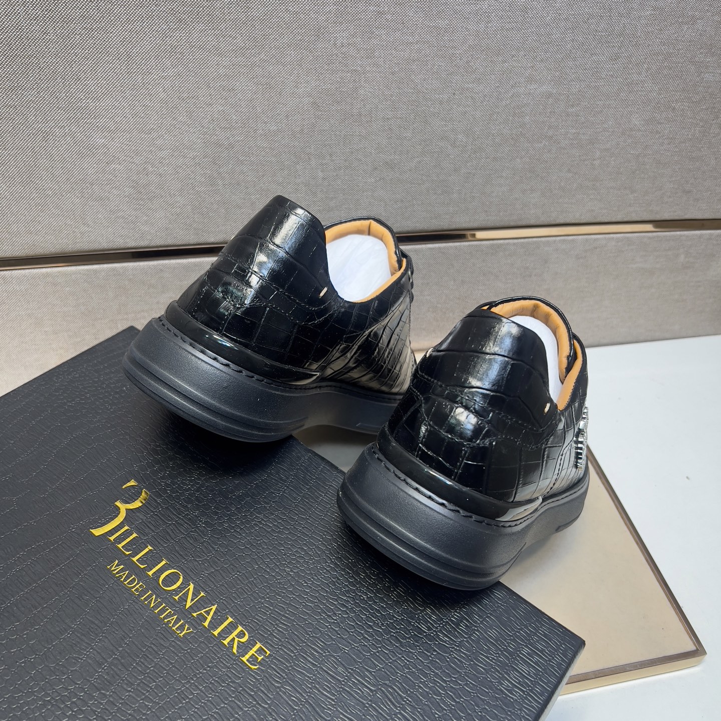 Billionaire 2025 Men's Black Leather Crocodile Embossed Casual Sneakers 10 i1742661176948 6886 0 8
