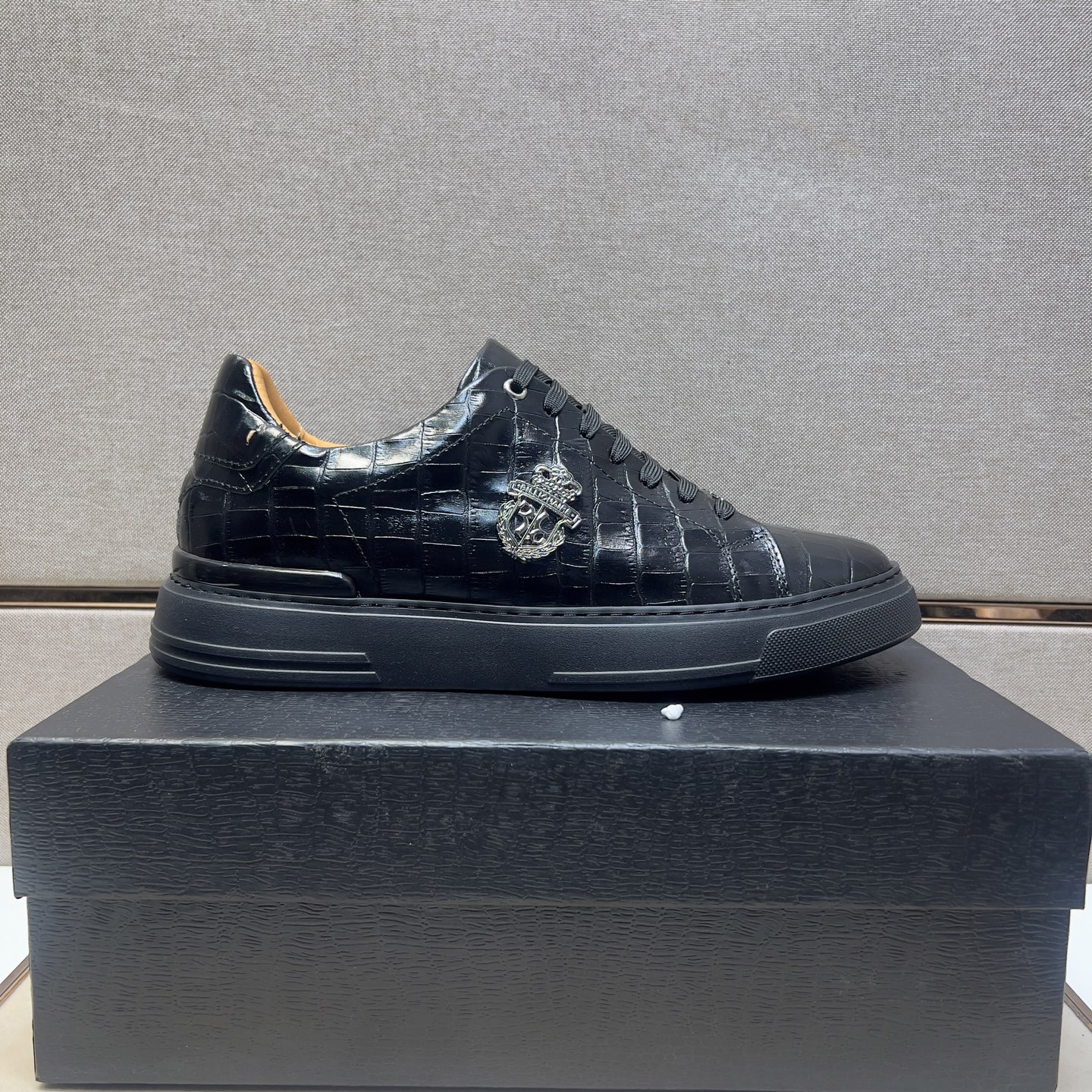 Billionaire 2025 Men's Black Leather Crocodile Embossed Casual Sneakers 4 i1742661177685 3068 0 2