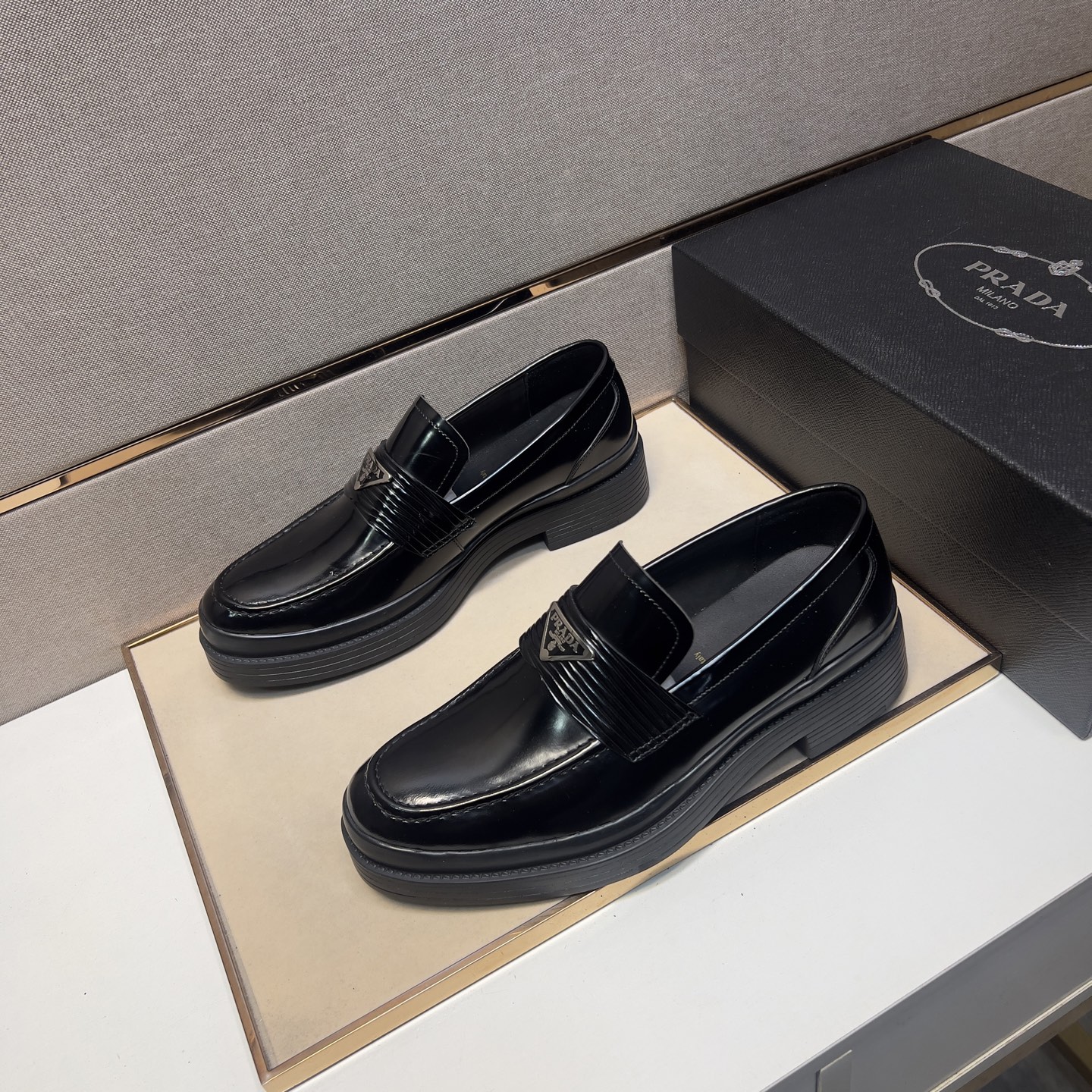 Prada Men's Black Leather Loafers, Sizes 38-44, Comfortable and Breathable 3 i1742749380690 6637 0 1